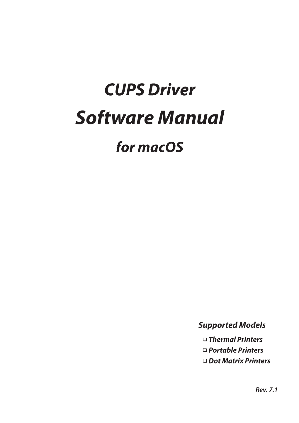 Star CUPS Driver Software Manual for Macos