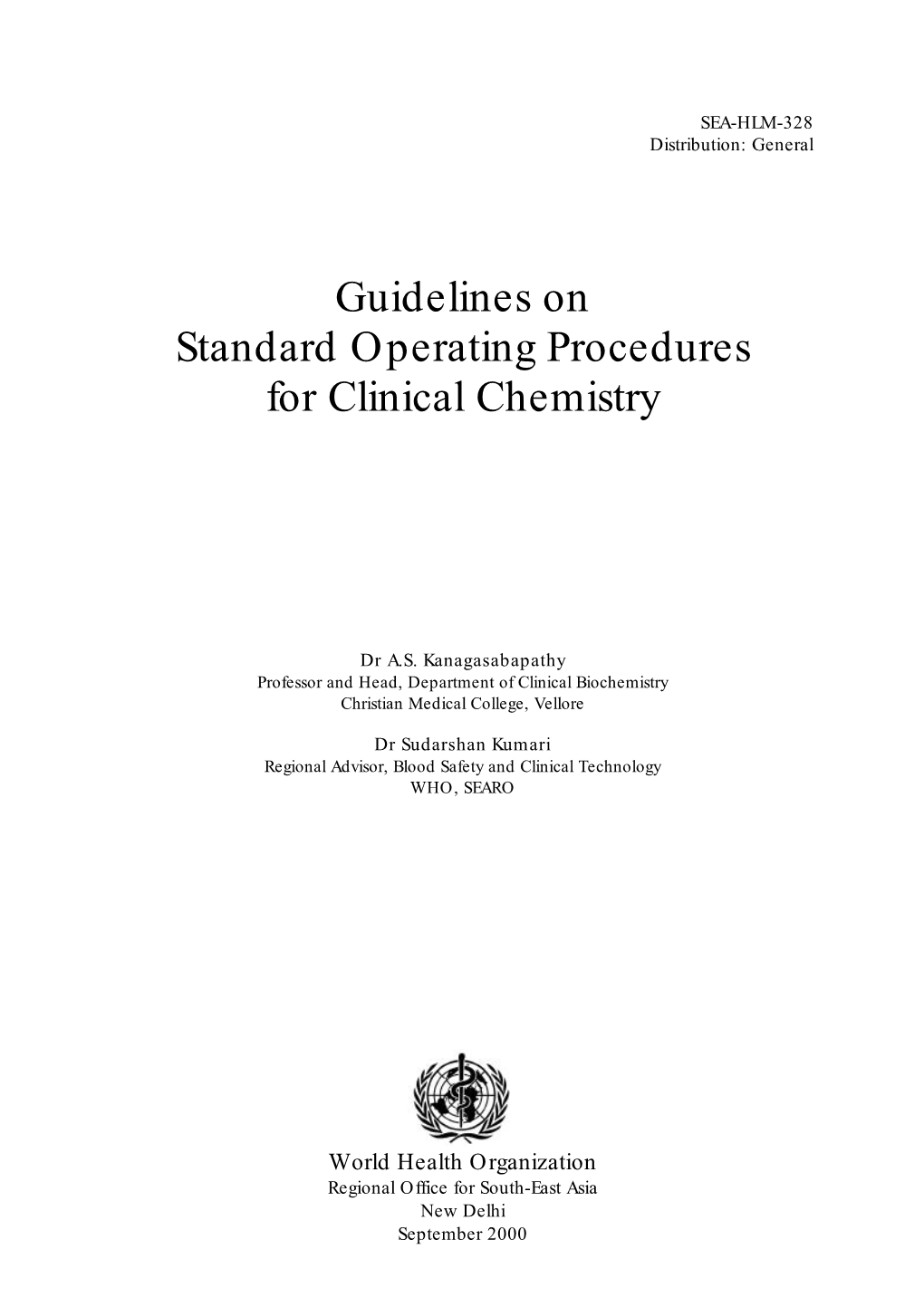 Guidelines on Standard Operating Procedures for Clinical Chemistry