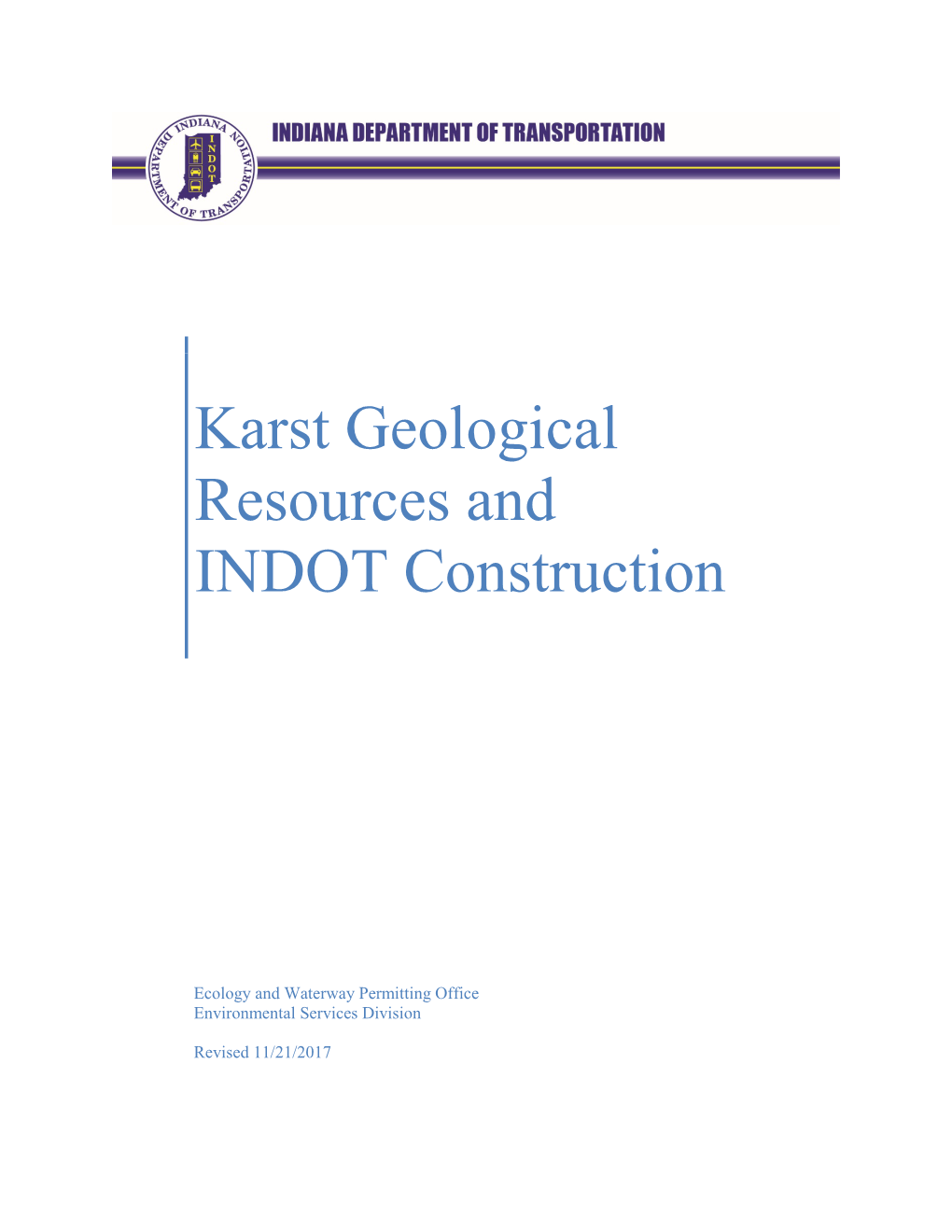 Karst Geological Resources and INDOT Construction