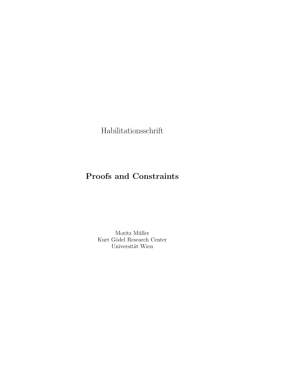 Proofs and Constraints
