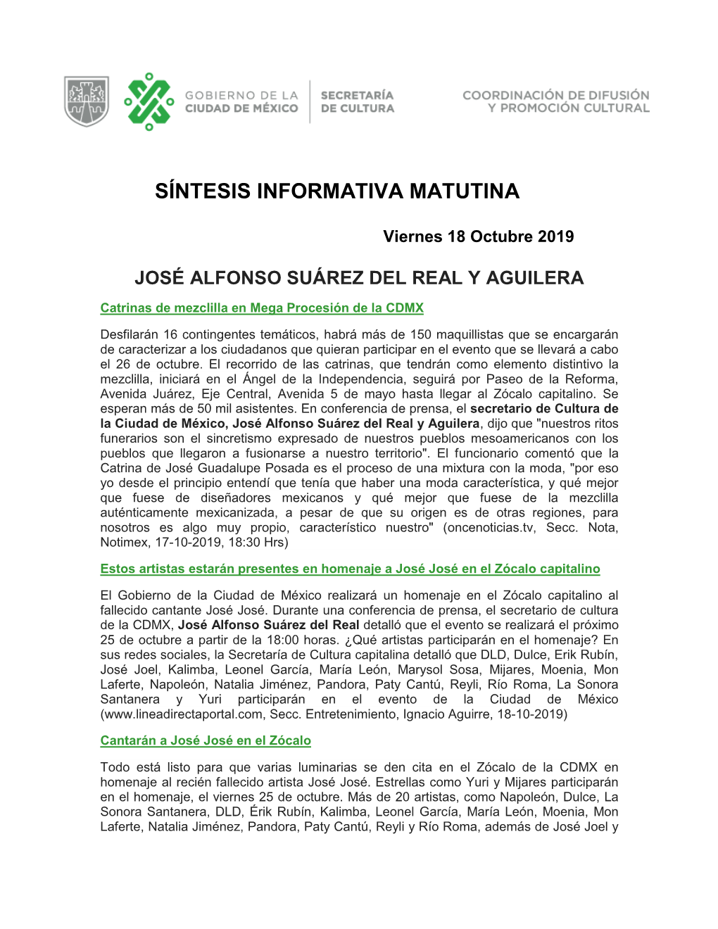 Síntesis Informativa Matutina