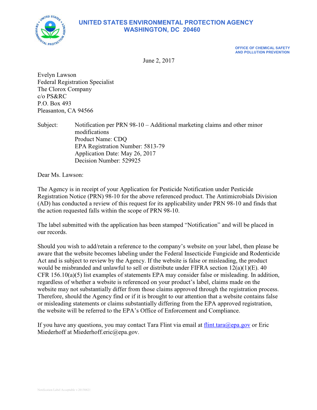 US EPA, Pesticide Product Label, CDQ,06/02/2017