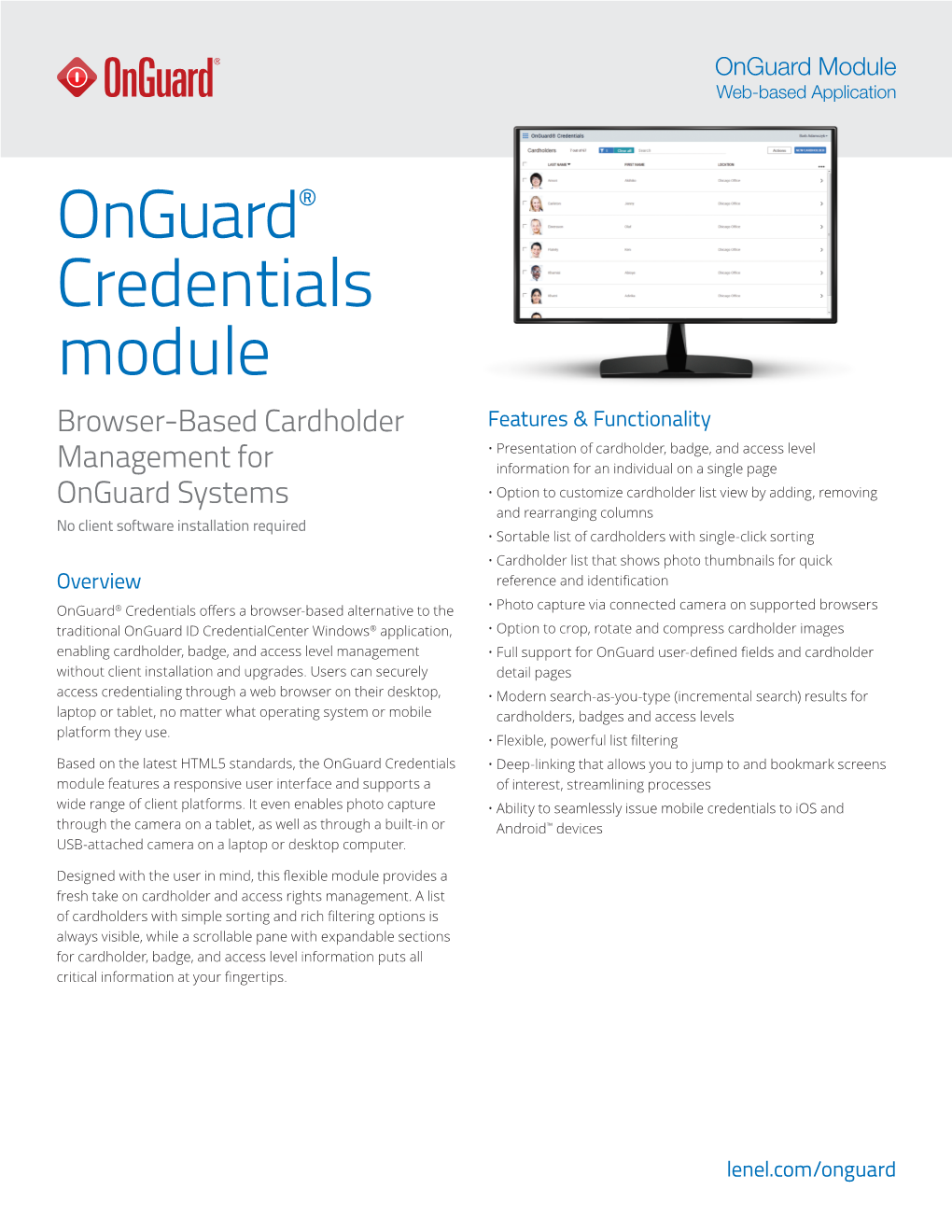 Onguard® Credentials Module