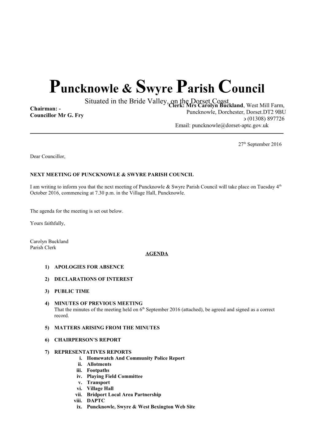 Puncknowle & Swyre Parish Council