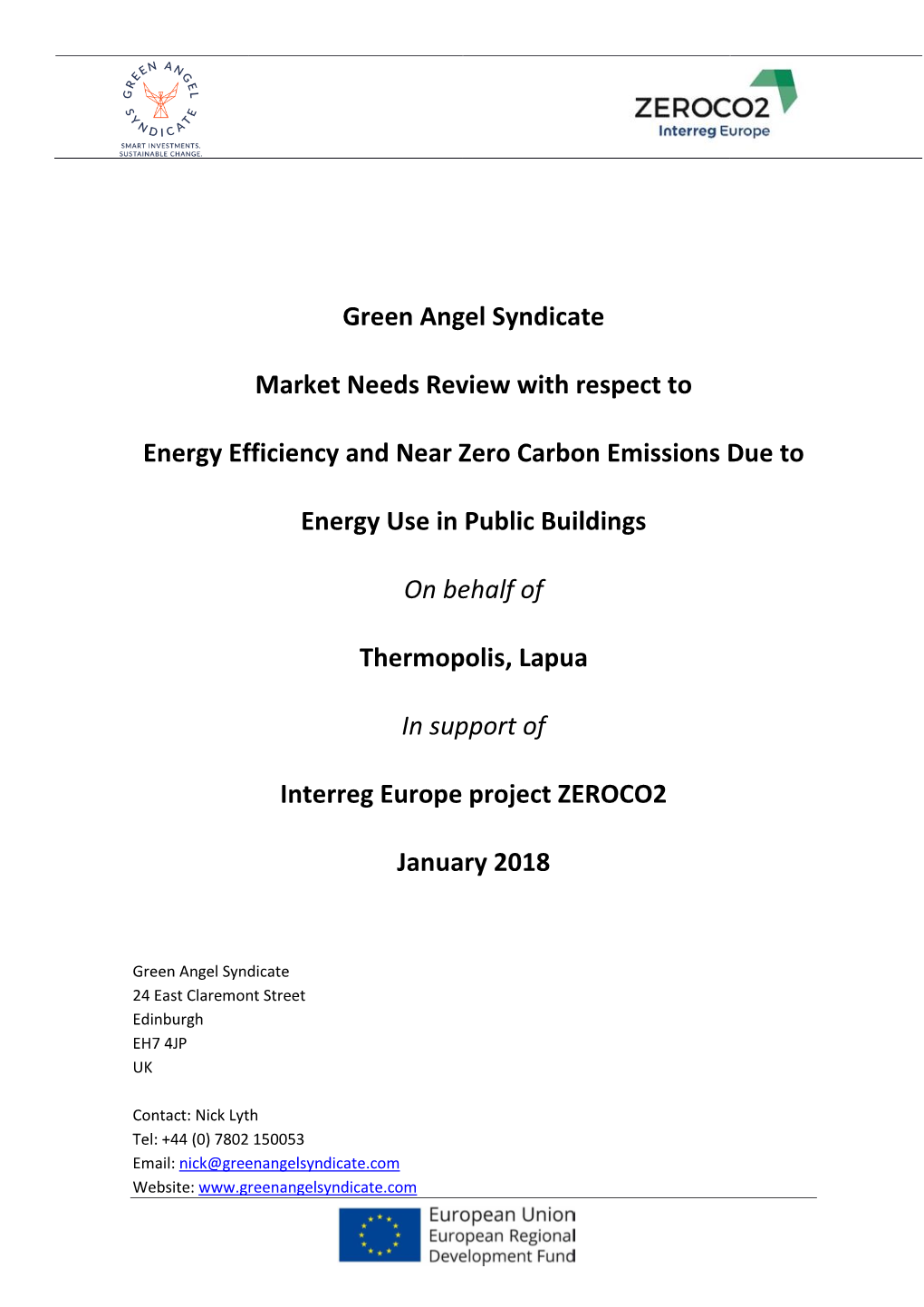 Green Angel Syndicate Market Needs Review with Respect to Energy