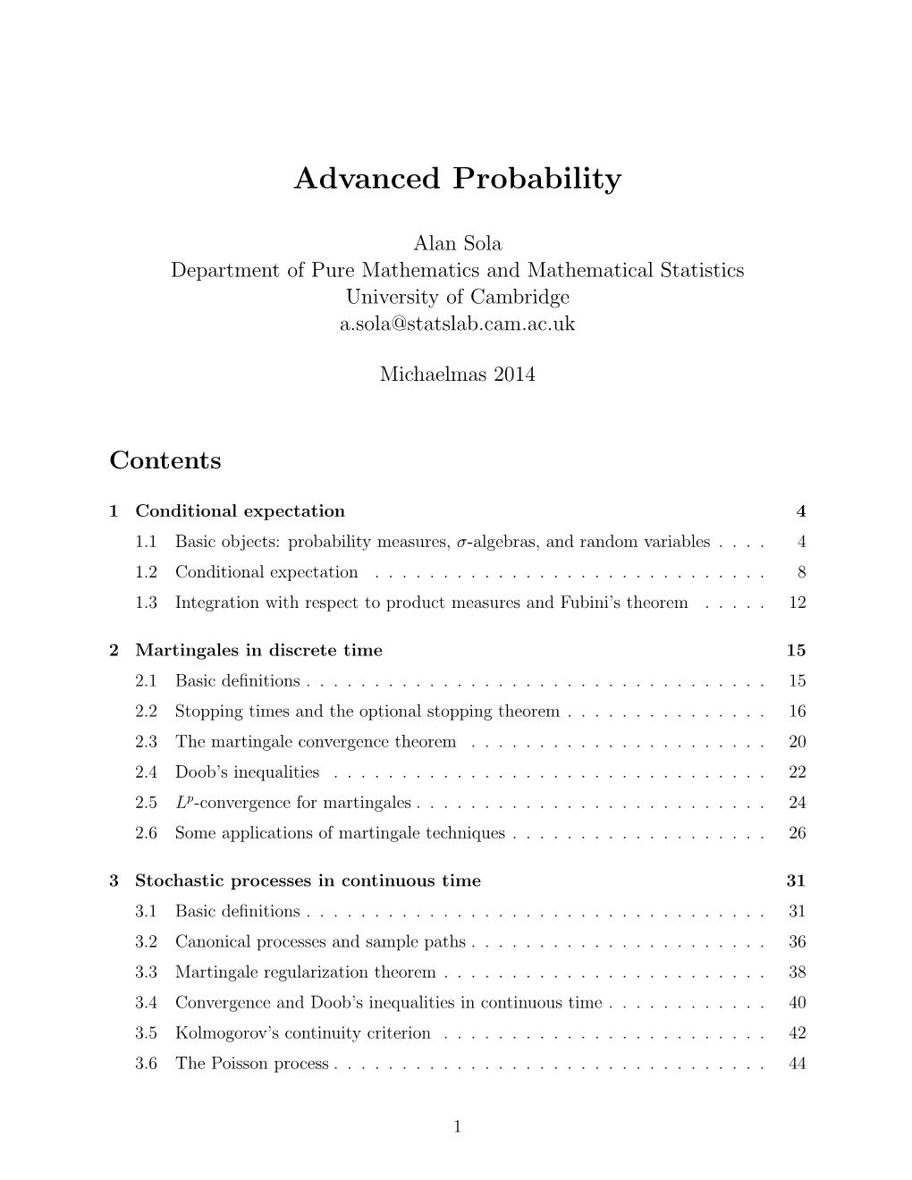 Advanced Probability