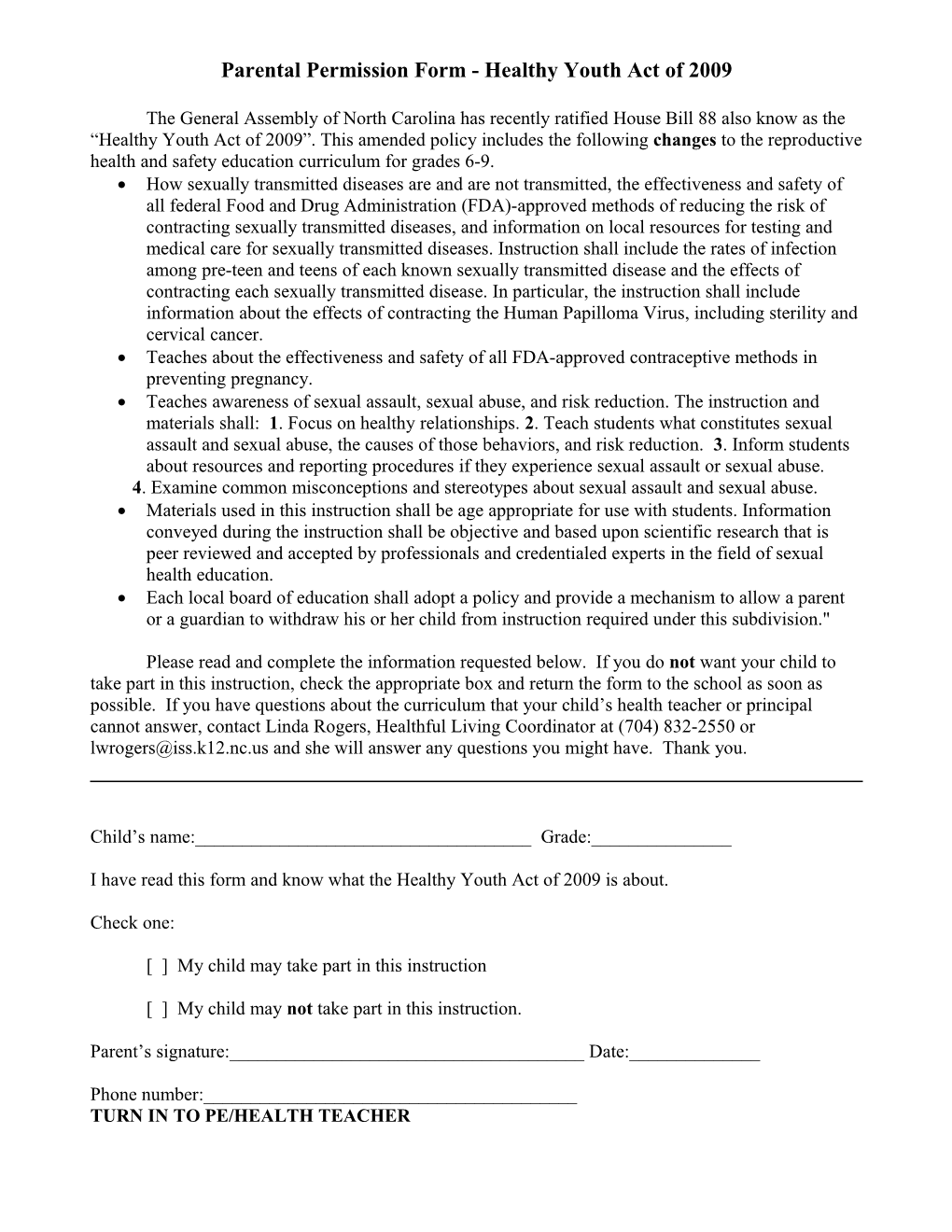 Active Parental Permission Form