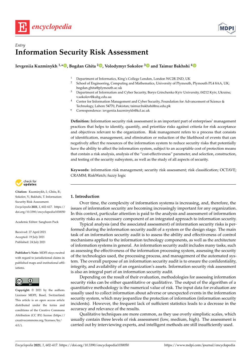 Information Security Risk Assessment