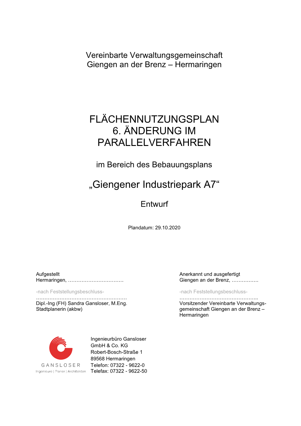 Flächennutzungsplan 6. Änderung Im Parallelverfahren