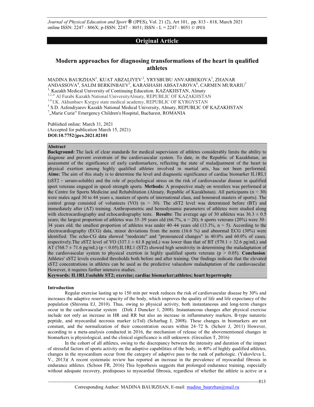 Modern Approaches for Diagnosing Transformations of the Heart in Qualified Athletes