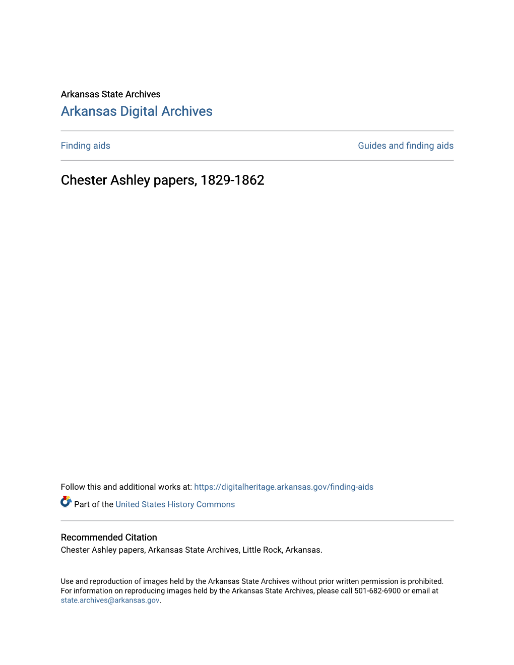 Chester Ashley Papers, 1829-1862