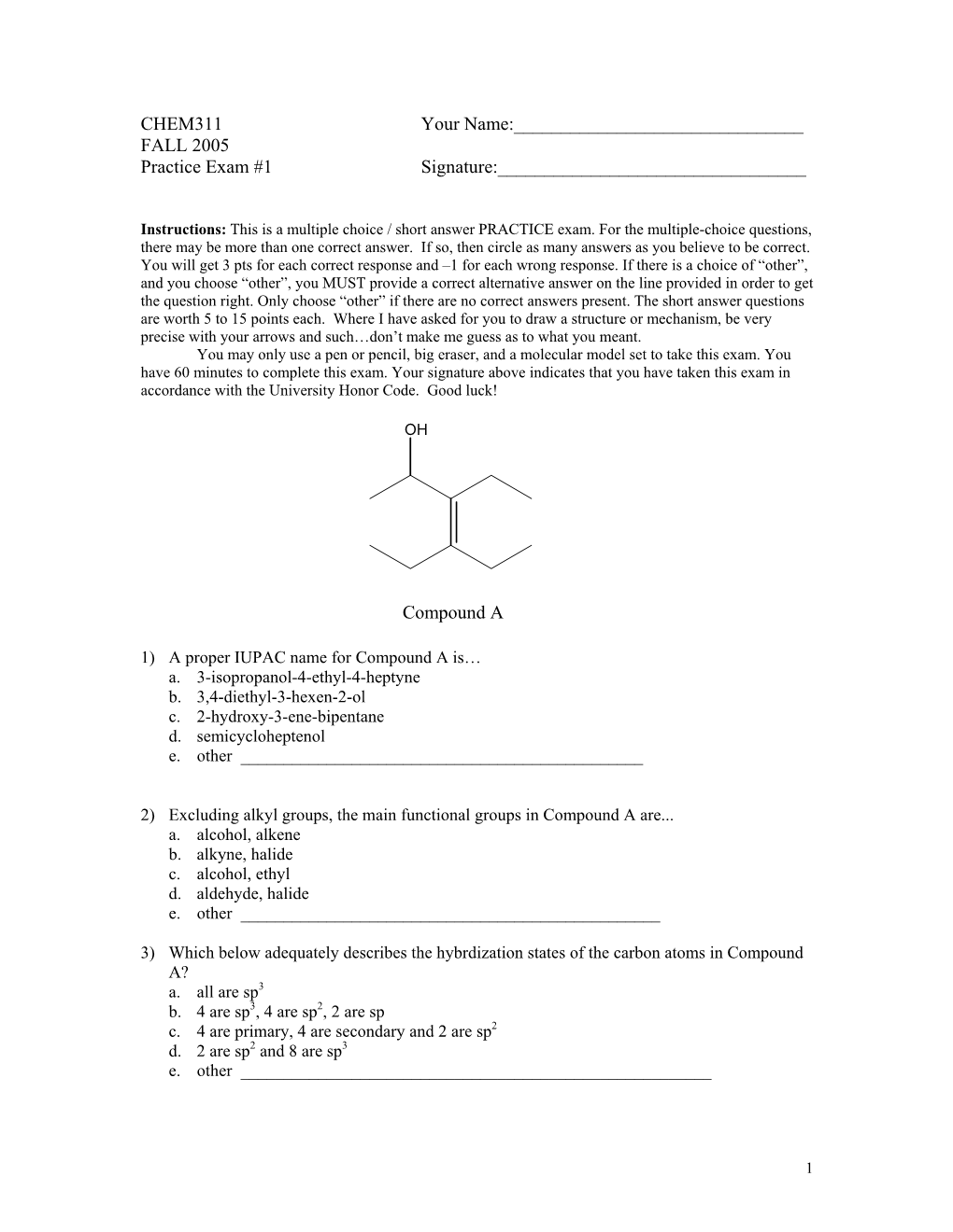 CHEM307 FALL 2003 Homework #1