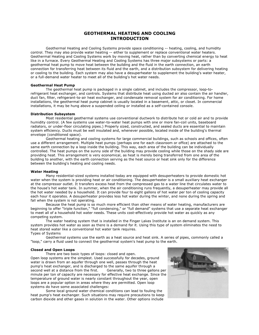 Geothermal Heating and Cooling Introduction