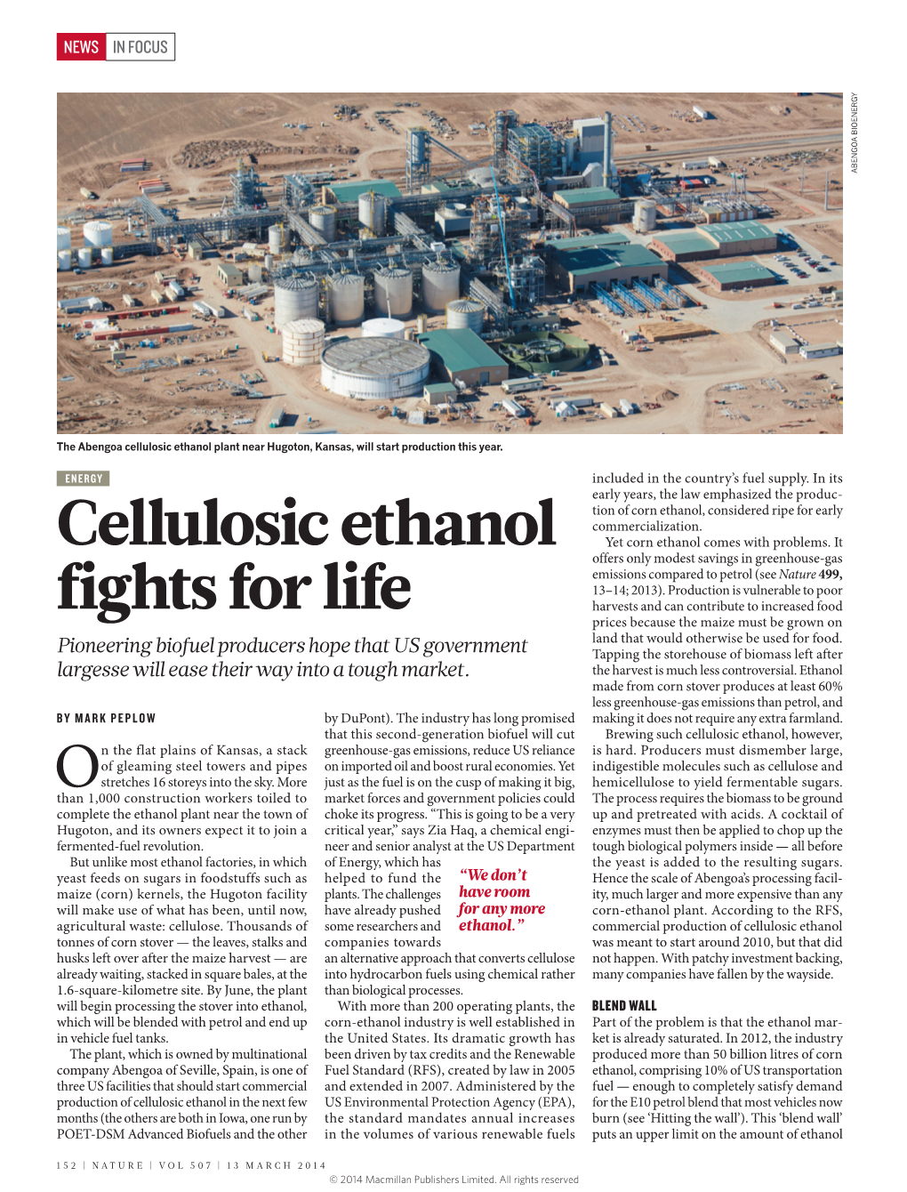 Cellulosic Ethanol Fights for Life