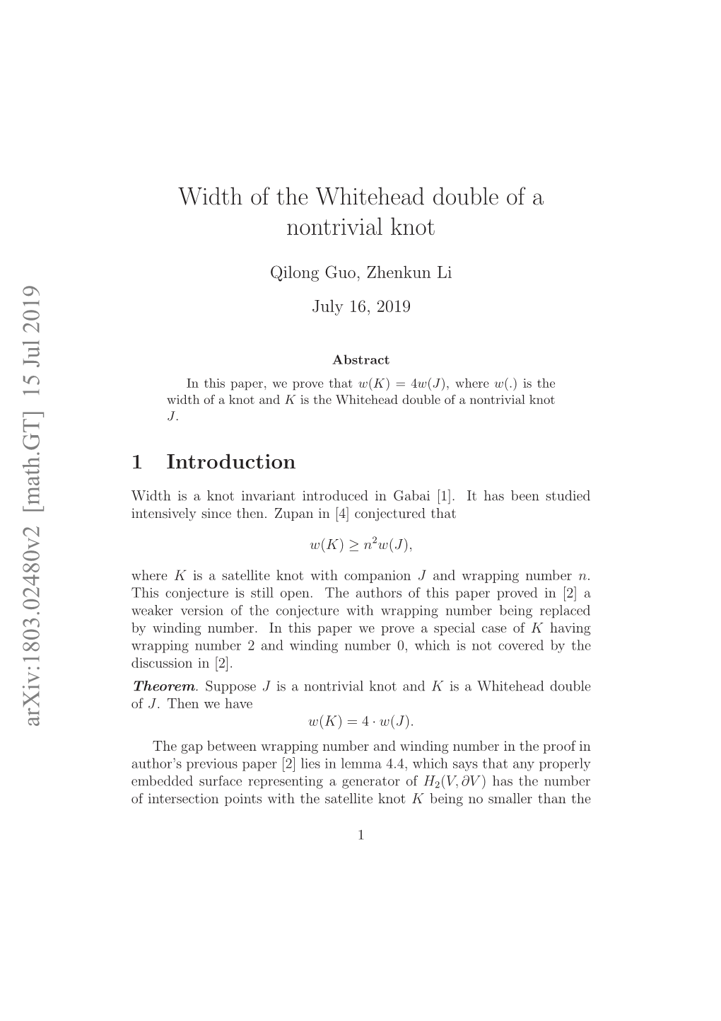 Width of the Whitehead Double of a Nontrivial Knot