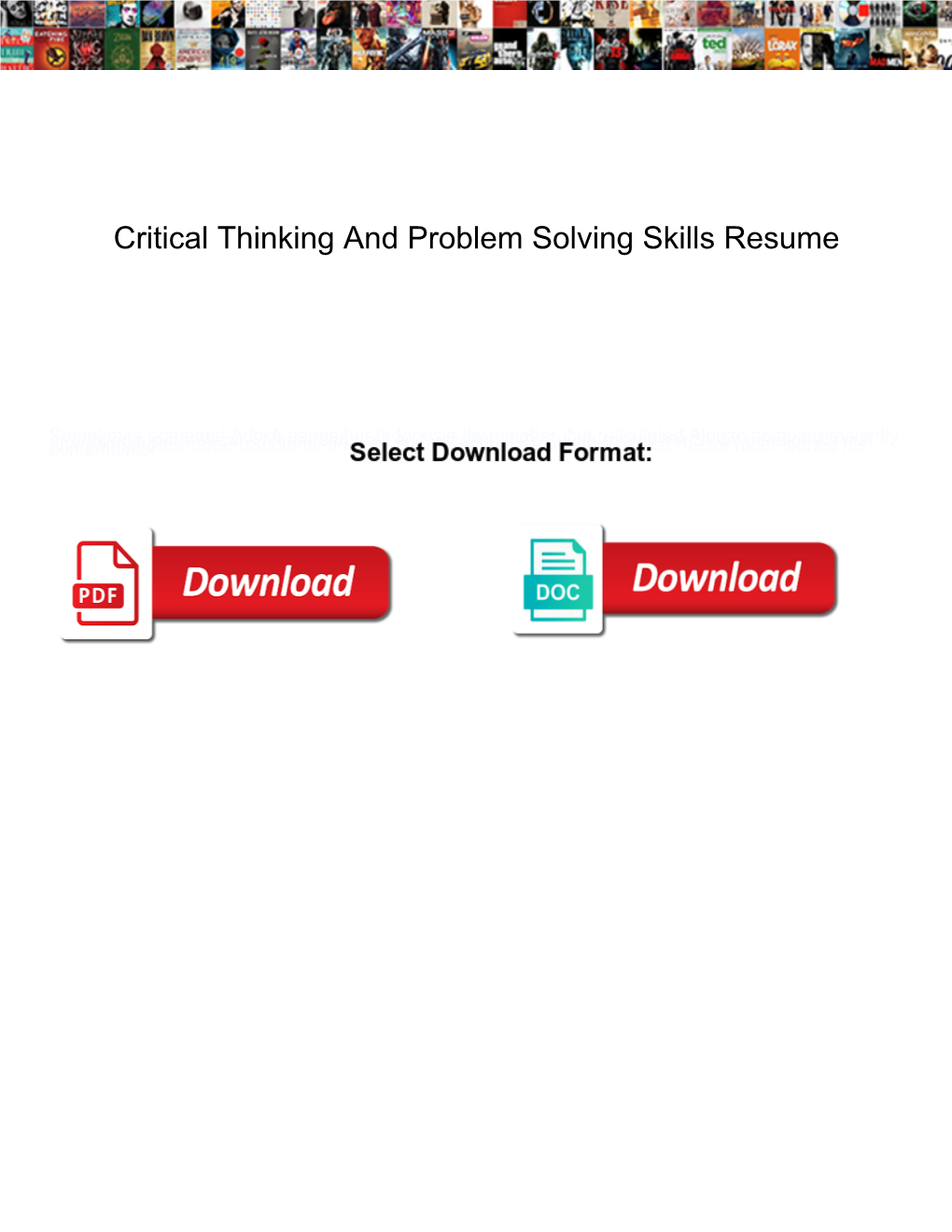 Critical Thinking and Problem Solving Skills Resume