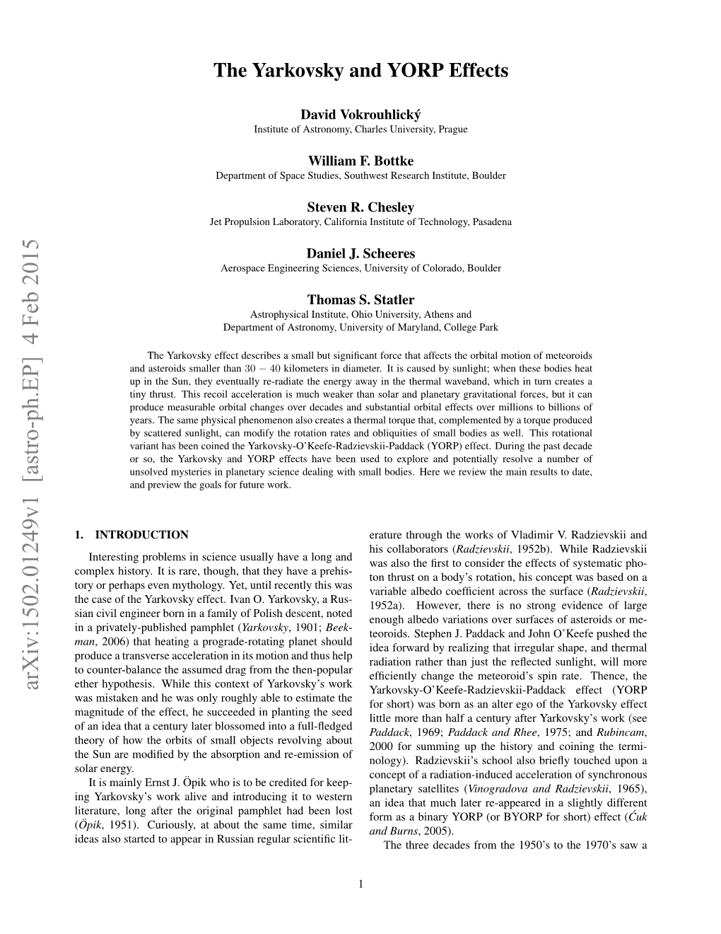 The Yarkovsky and YORP Effects