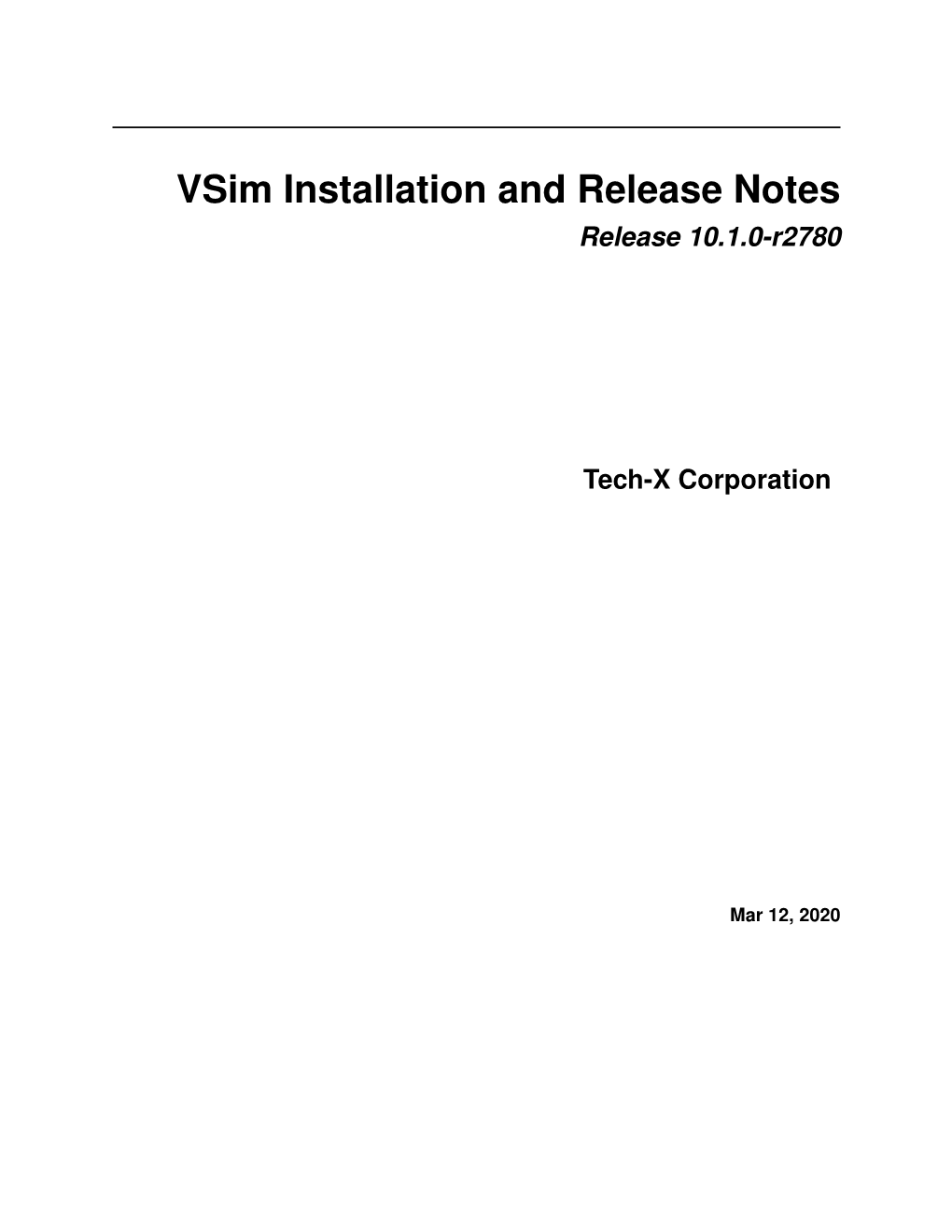 Vsim Installation and Release Notes Release 10.1.0-R2780