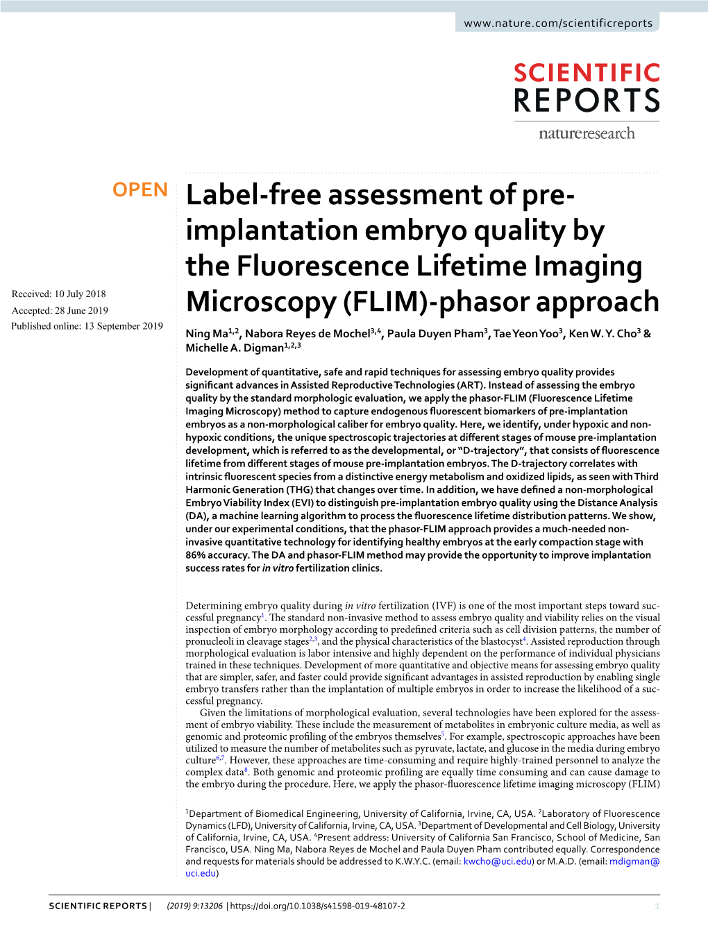Label-Free Assessment of Pre-Implantation Embryo