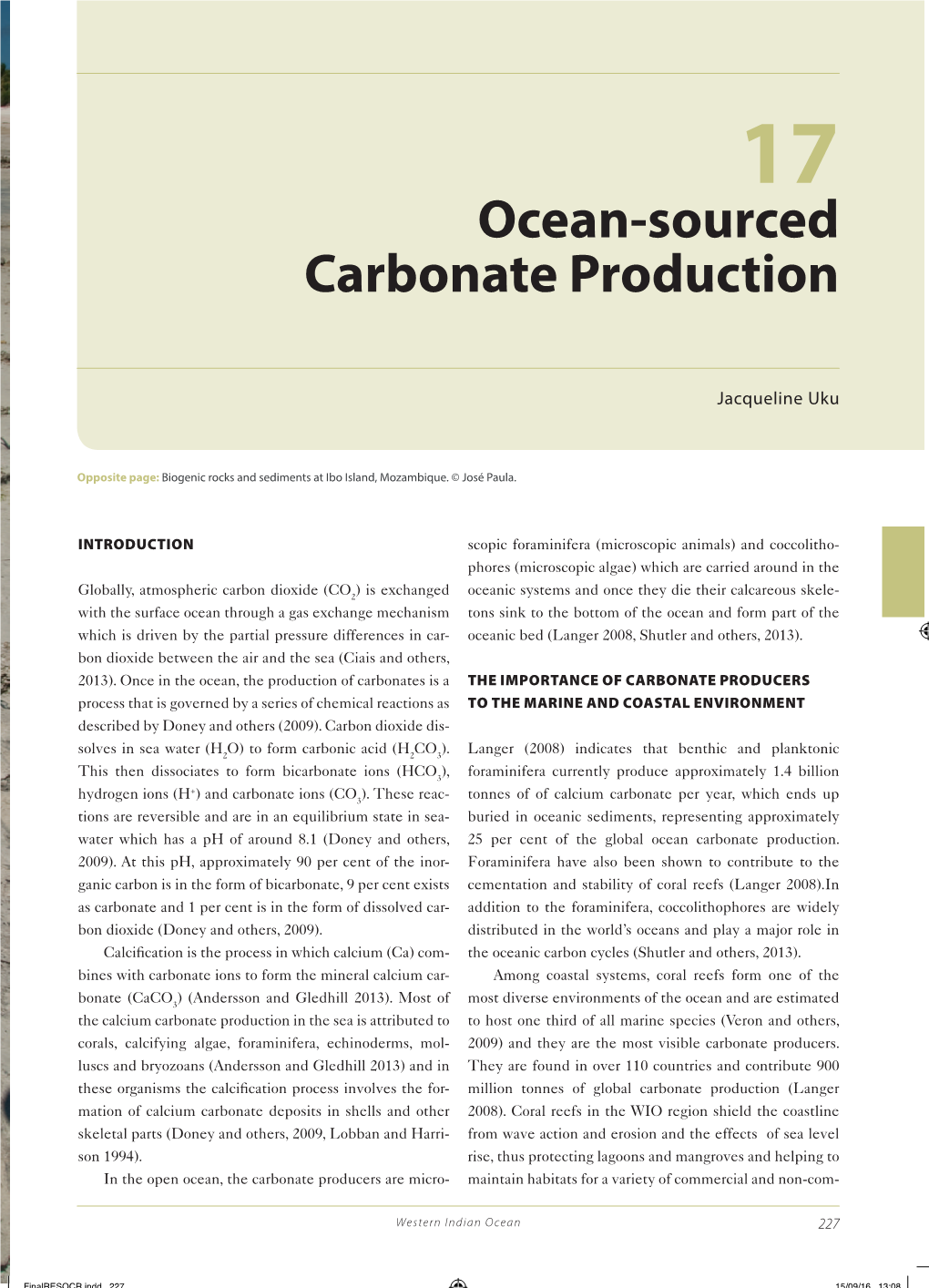 Ocean-Sourced Carbonate Production