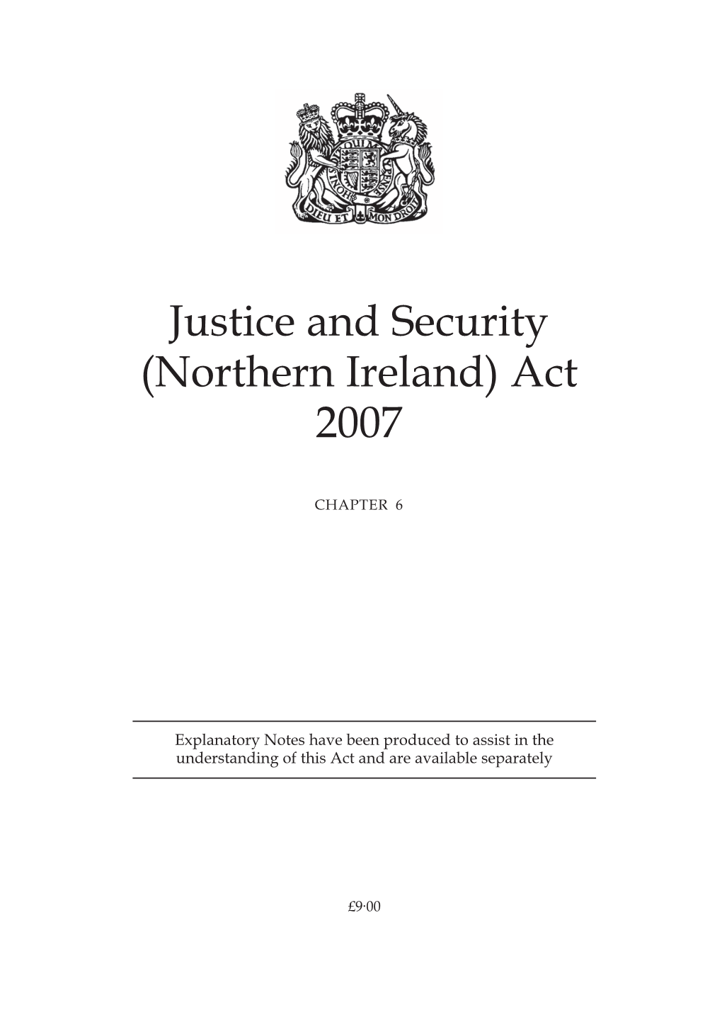 Northern Ireland Justice and Security Act (2007)