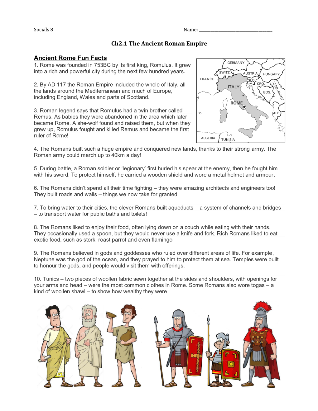 Ch2.1 the Ancient Roman Empire Ancient Rome Fun Facts