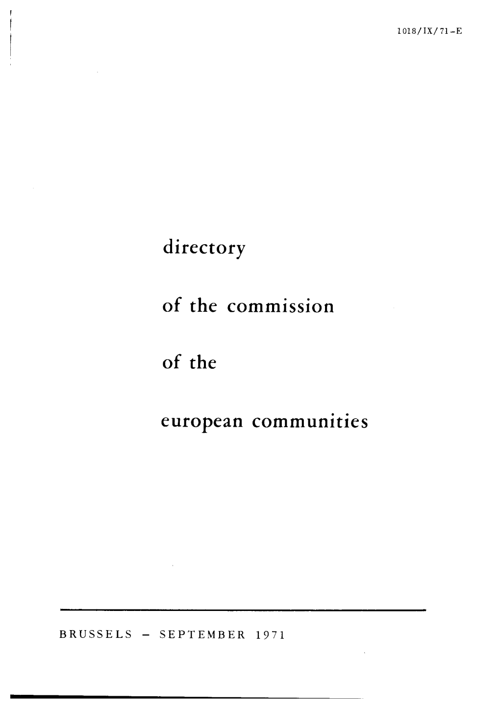 Directory of the Commission of the European Communtttes