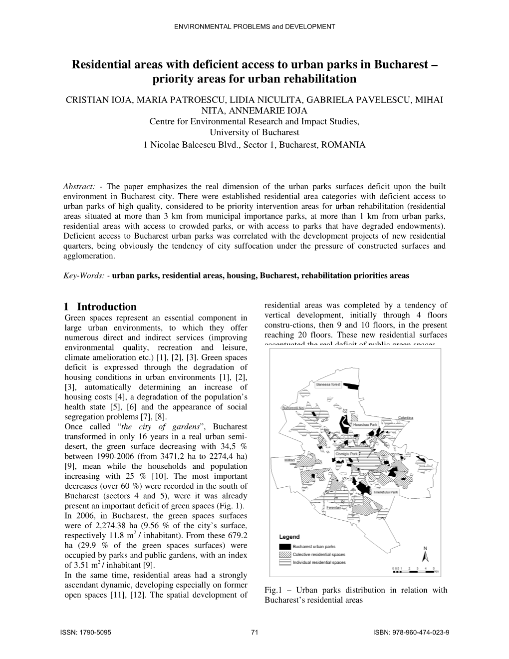 Residential Areas with Deficient Access to Urban Parks in Bucharest – Priority Areas for Urban Rehabilitation