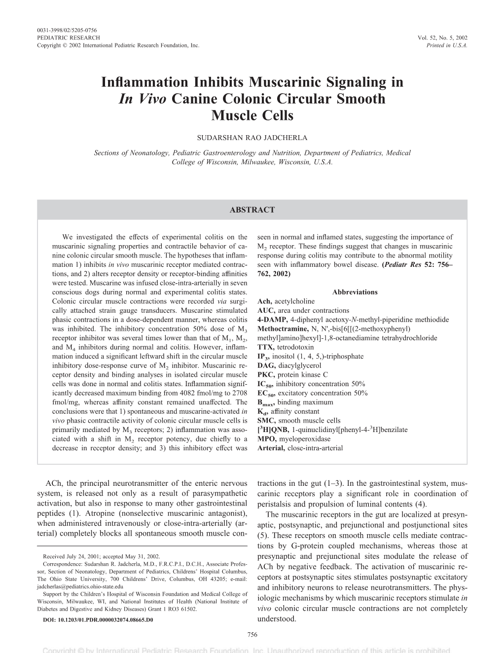 Inflammation Inhibits Muscarinic Signaling in in Vivo Canine Colonic