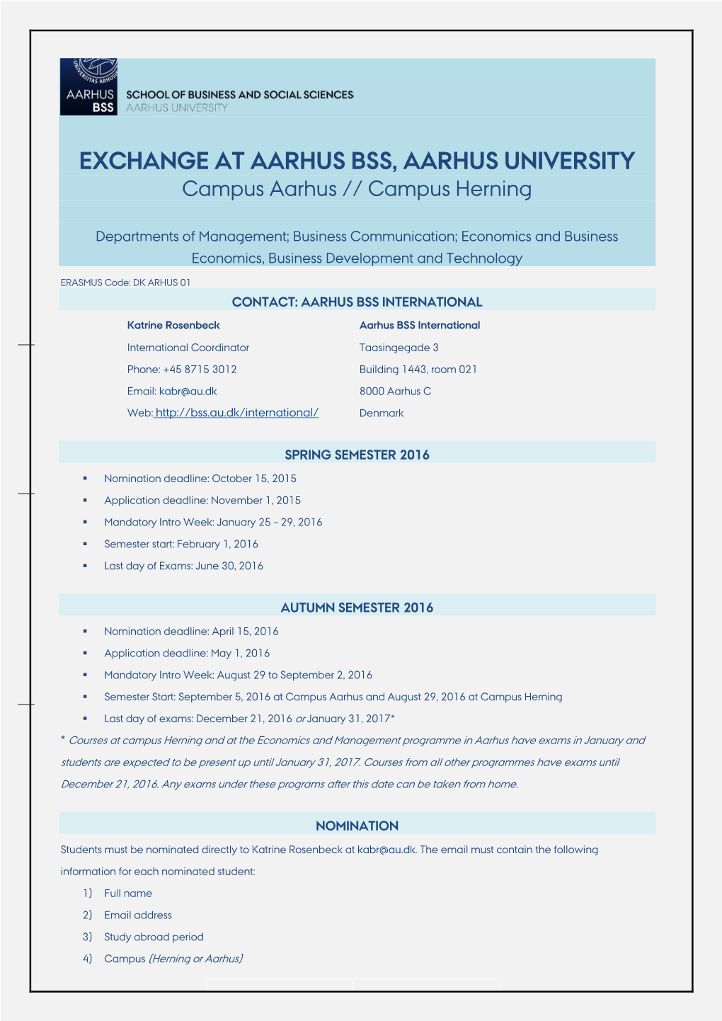 Aarhus School of Business – Fact Sheet