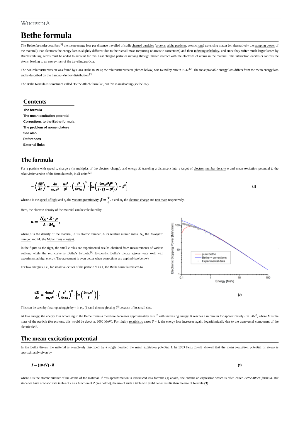 Bethe Formula