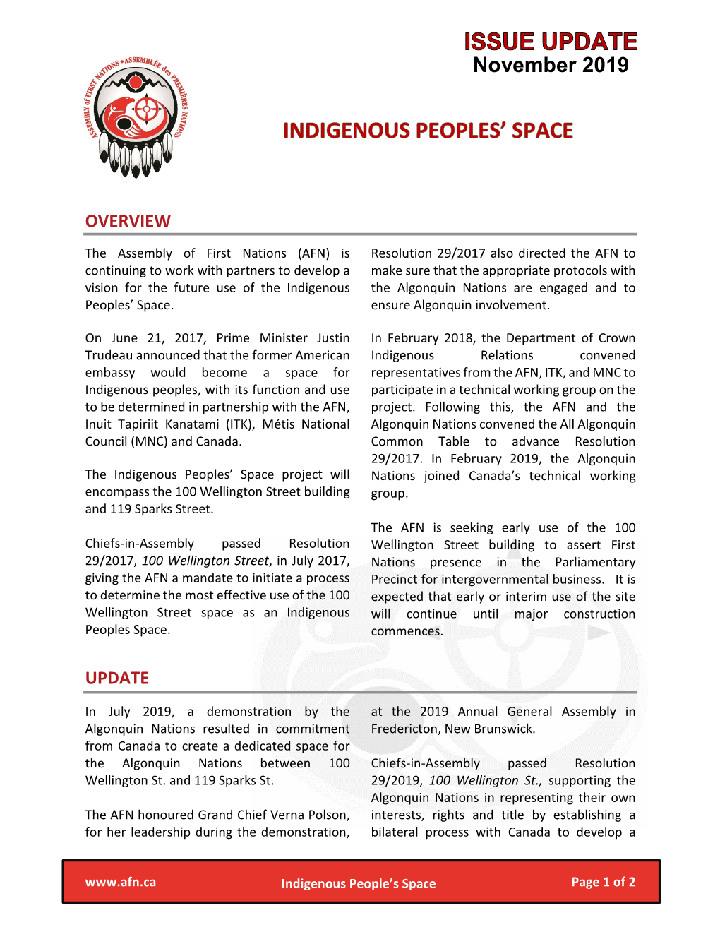 31 Indigenous Peoples Space