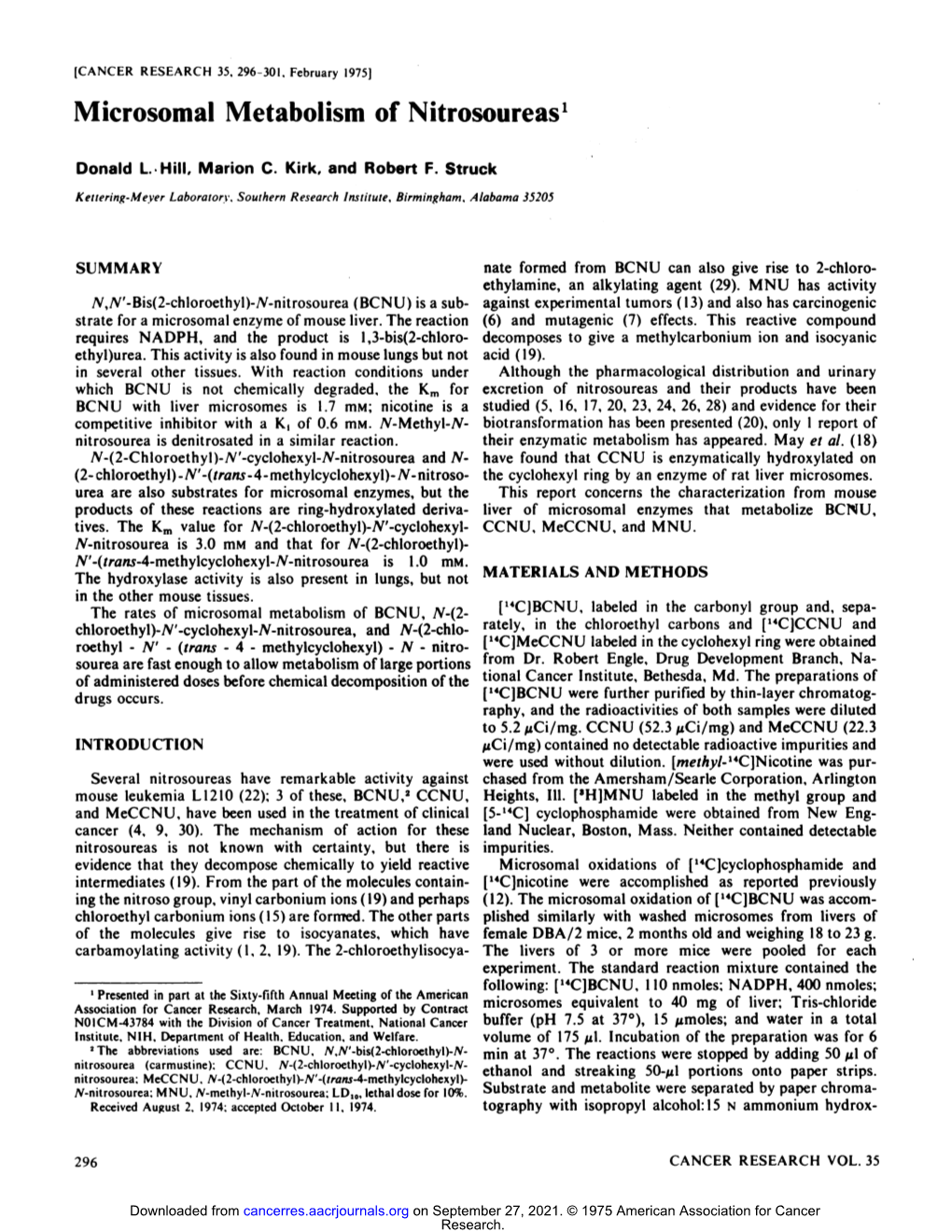 Microsomal Metabolism of Nitrosoureas'