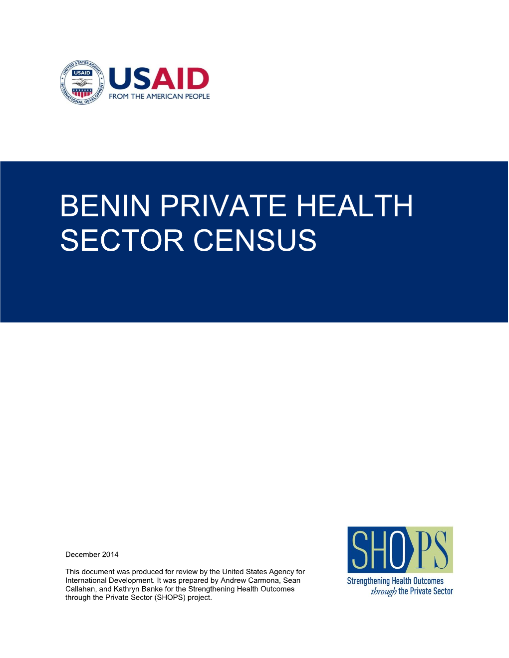 Benin Private Health Sector Census