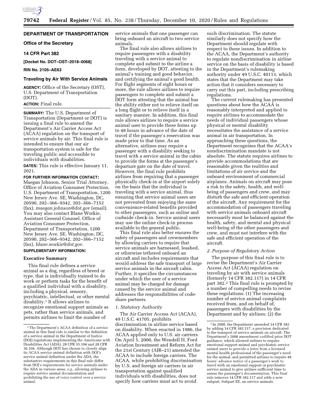 Federal Register/Vol. 85, No. 238/Thursday, December 10, 2020