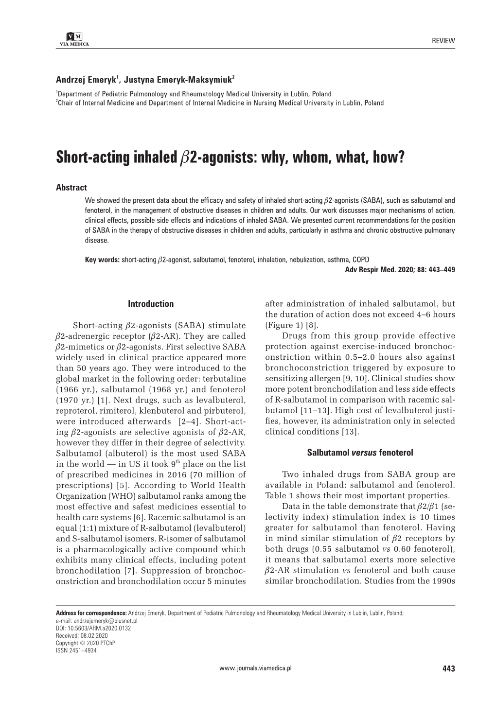 Short-Acting Inhaled B2-Agonists: Why, Whom, What, How?