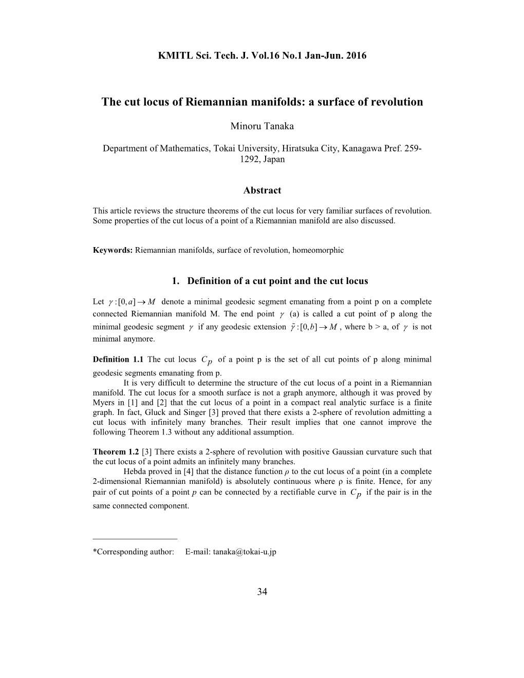 The Cut Locus of Riemannian Manifolds: a Surface of Revolution