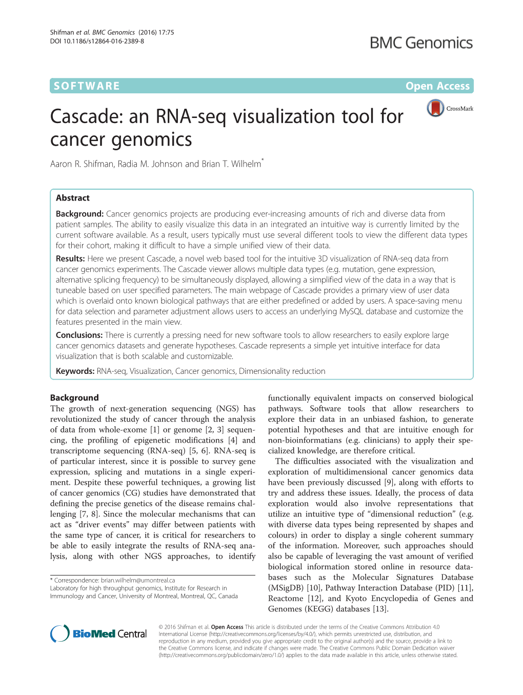 An RNA-Seq Visualization Tool for Cancer Genomics Aaron R