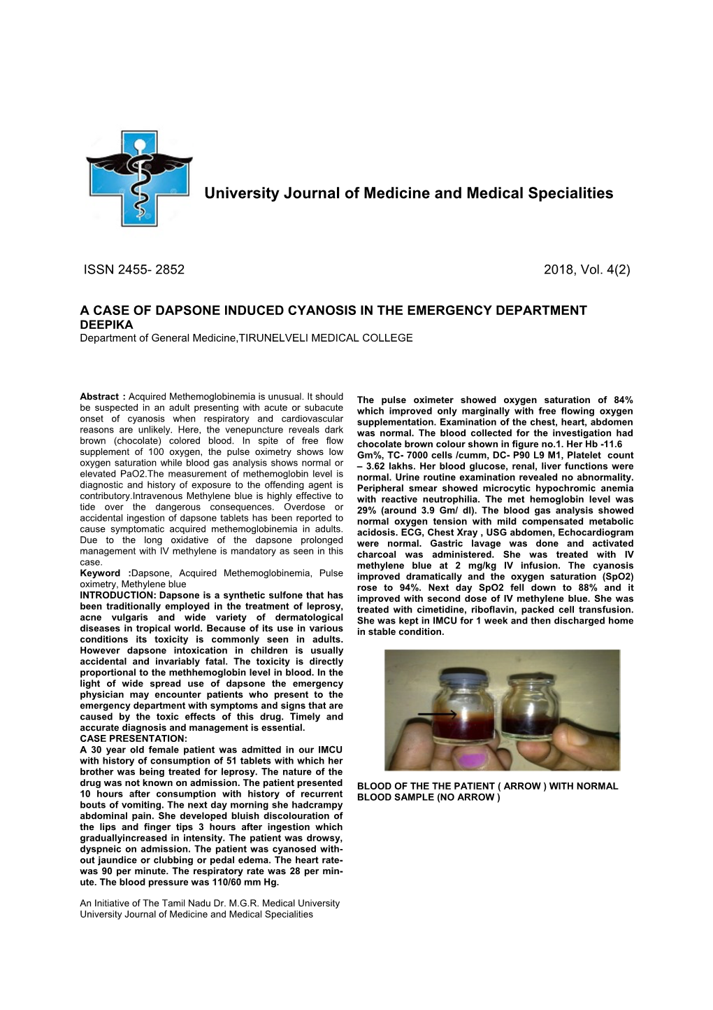 University Journal of Medicine and Medical Specialities