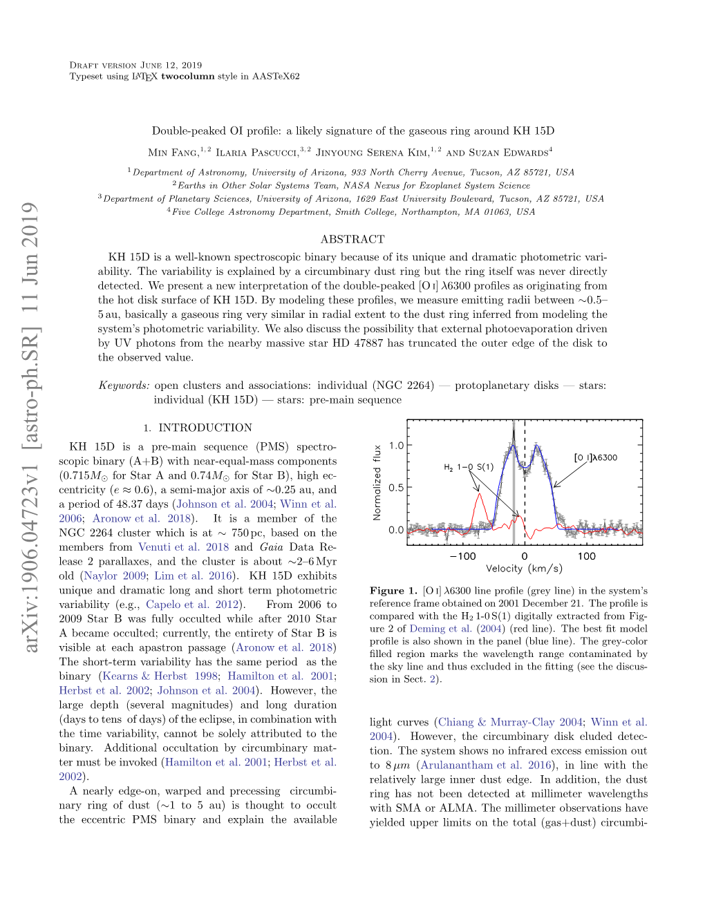 Double-Peaked OI Profile: a Likely Signature of the Gaseous Ring Around KH