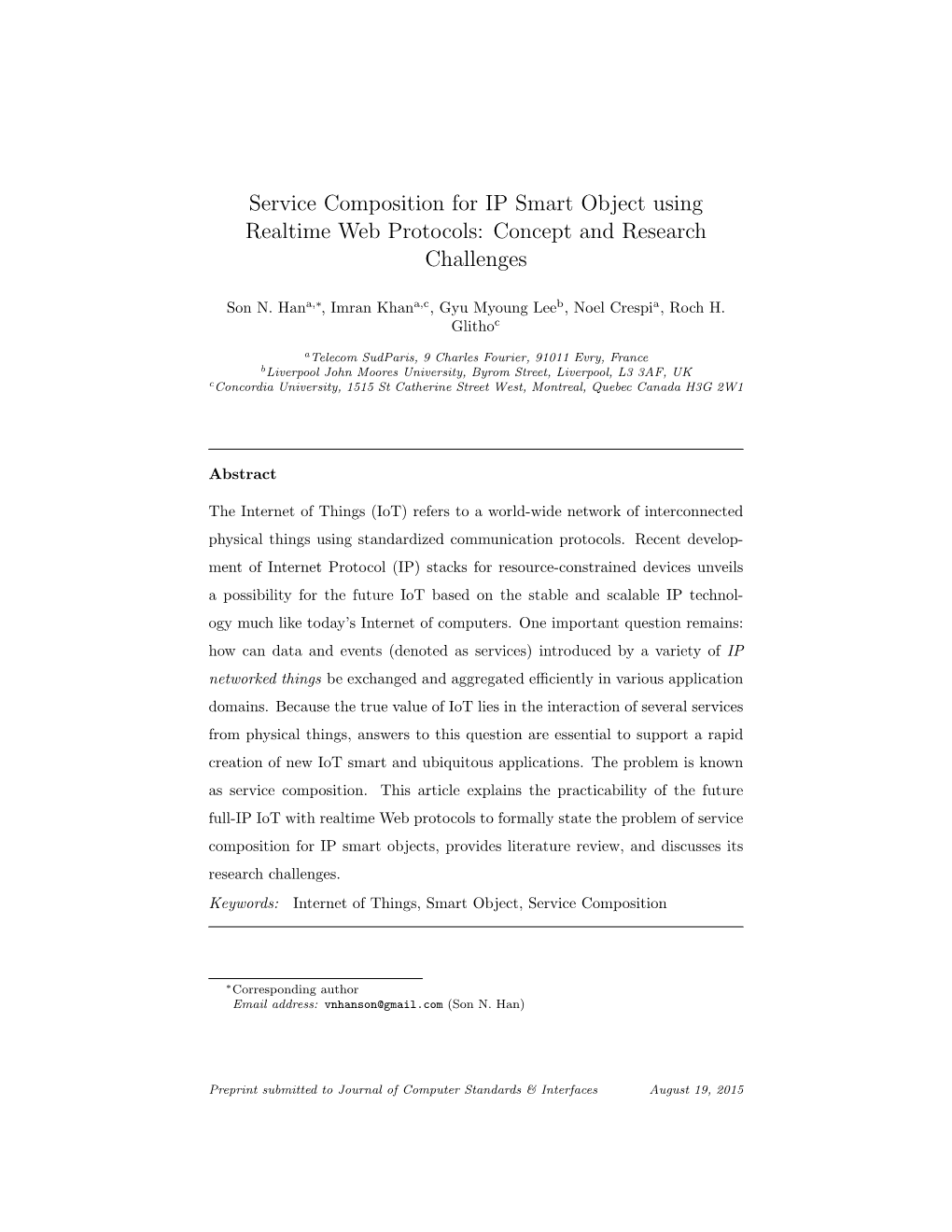 Service Composition for IP Smart Object Using Realtime Web Protocols: Concept and Research Challenges