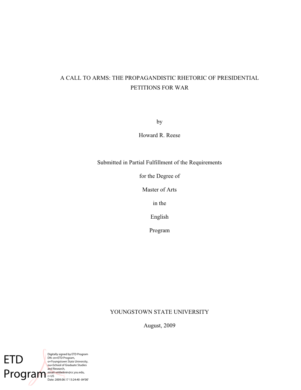 The Propagandistic Rhetoric of Presidential Petitions for War