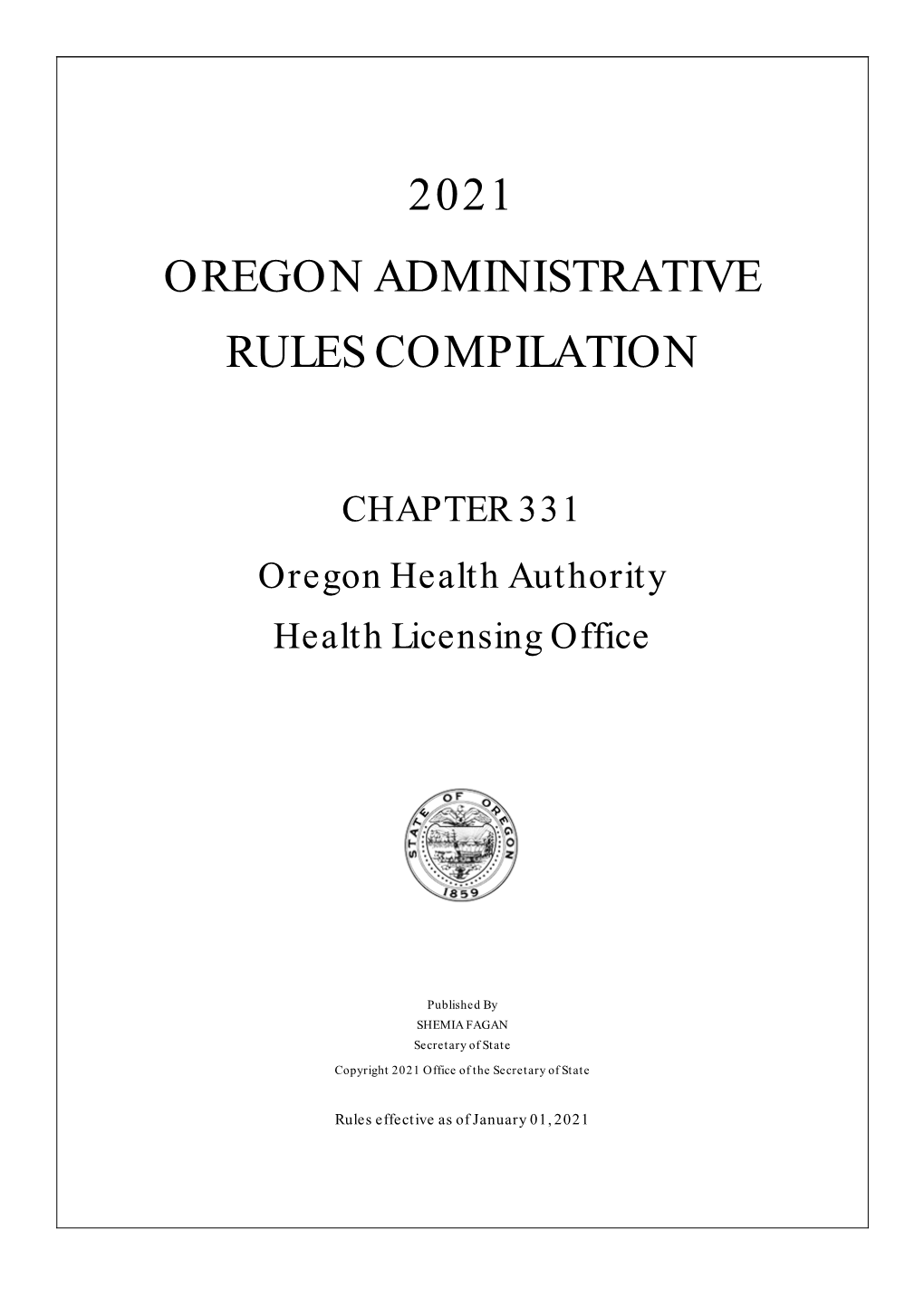 2021 Oregon Administrative Rules Compilation