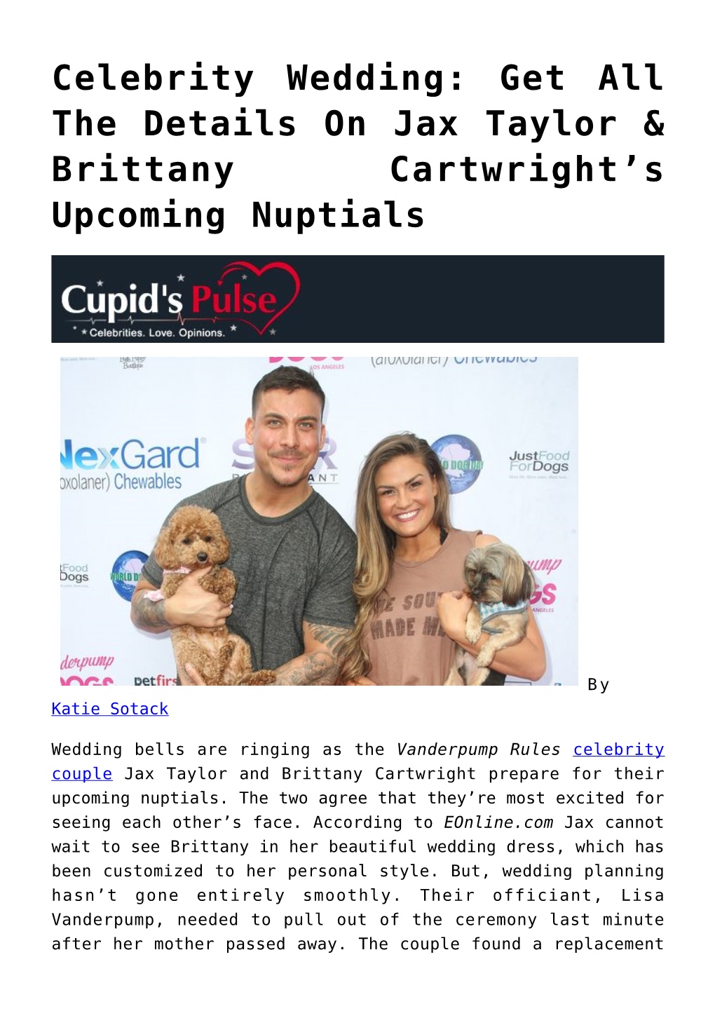 Celebrity Wedding: Get All the Details on Jax Taylor & Brittany Cartwright’S Upcoming Nuptials