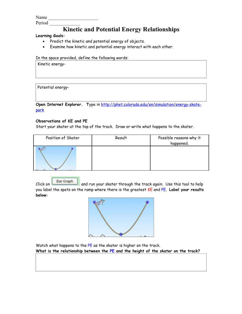 Kinetic and Potential Energy Relationships