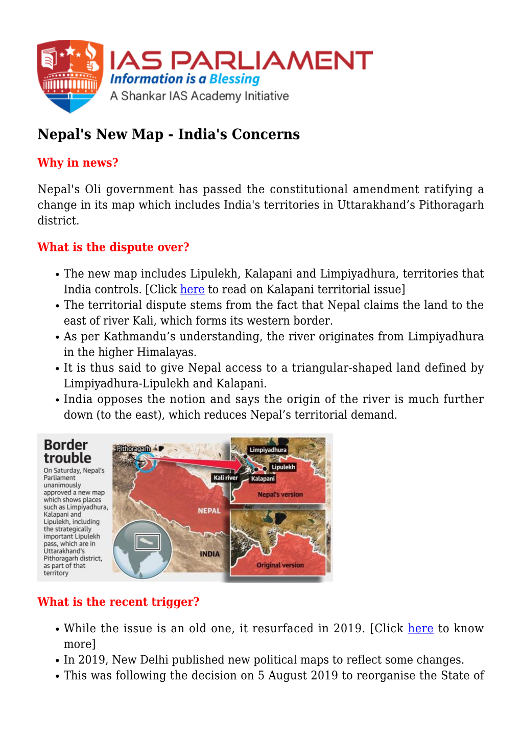 Nepal's New Map - India's Concerns