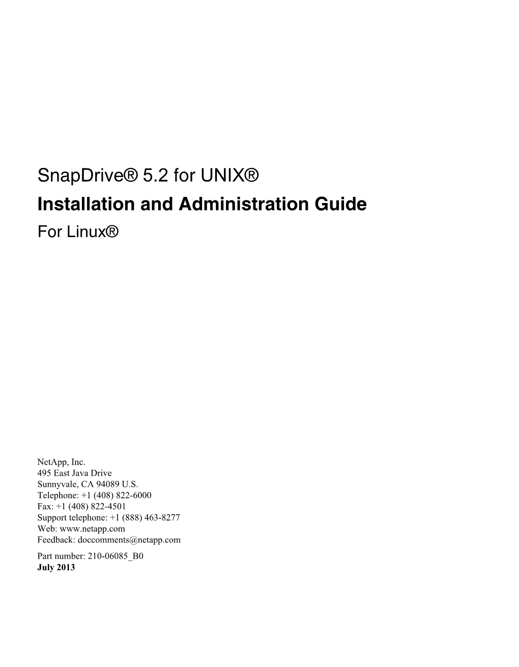 Snapdrive® 5.2 for UNIX® Installation and Administration Guide for Linux®