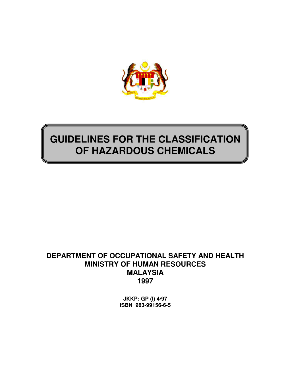 Guidelines for the Classification of Hazardous Chemicals