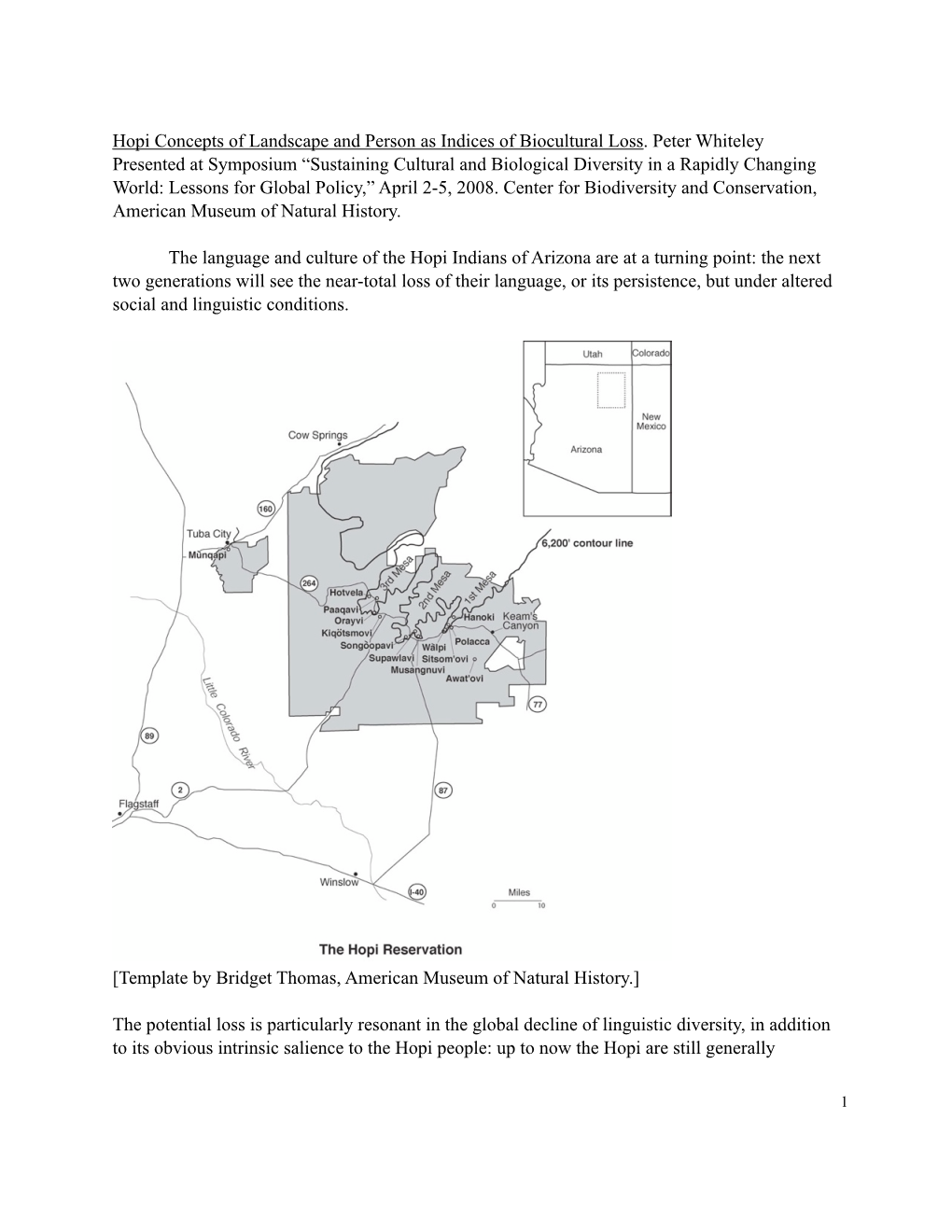 Hopi Concepts of Landscape and Person As Indices of Biocultural Loss