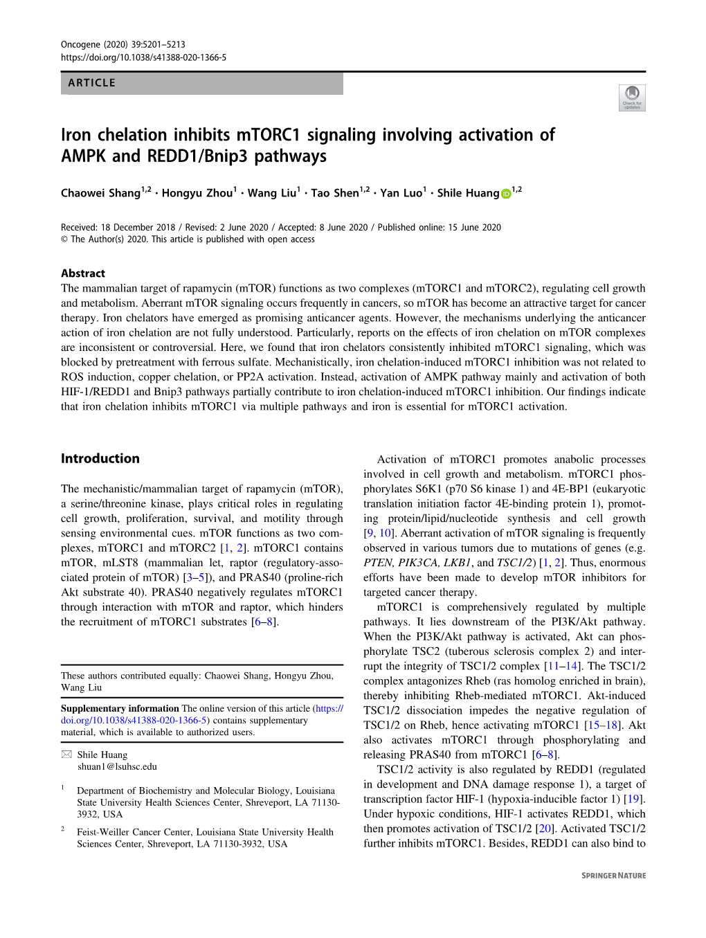 Iron Chelation Inhibits Mtorc1 Signaling Involving Activation of AMPK and REDD1/Bnip3 Pathways